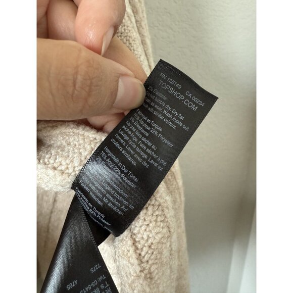 Topshop Ribbed Knit Oversized Open Front Longline Cardigan Cozy Neutral Boho 10 - Picture 8 of 9